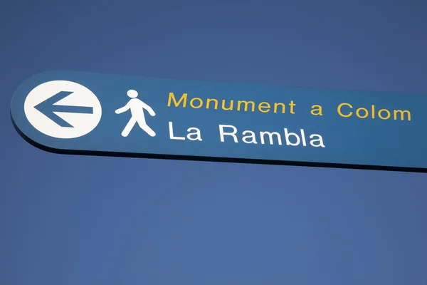 Πεζοδρομημένη σημάδι Ράμπλα, Βαρκελώνη — Φωτογραφία Αρχείου