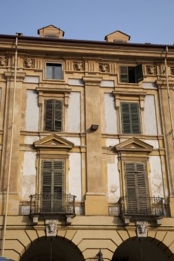 Facades on Repubblica Square in Turin in Italy clipart