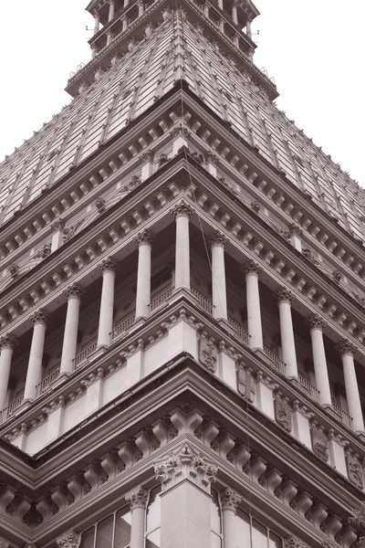 Edificio Mole Antonelliana Turín Italia Sepia Blanco Negro —  Fotos de Stock