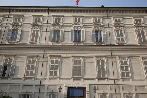 Die Hauptfassade Und Der Eingang Des Königlichen Palastes Turin Italien — Stockfoto