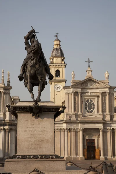 St carlo placu i kościół w Turynie — Zdjęcie stockowe