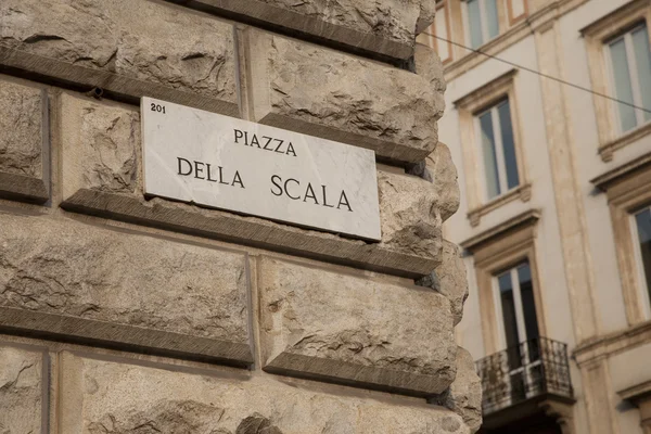 Scala Plein Straat Ondertekenen Milaan Italië — Stockfoto