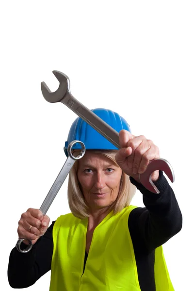 Frau mit Werkzeug — Foto Stock