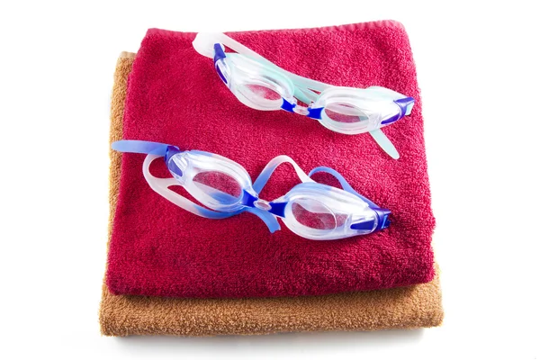 Goggles on a towel — Stock Photo, Image