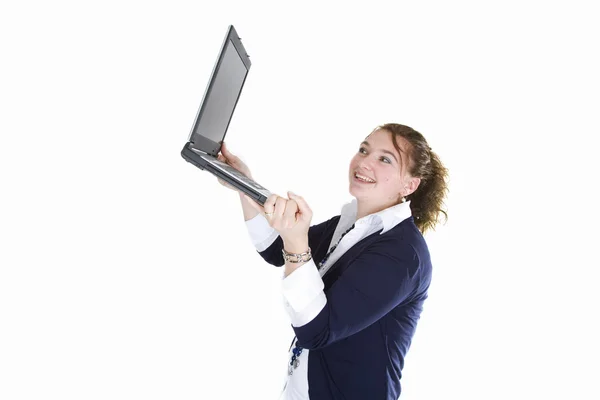 Den Laptop in der Hand — Stockfoto