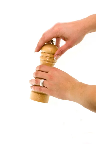 Using a pepper-mill — Stock Photo, Image