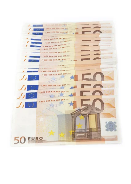 多个 50 欧元纸币 — 图库照片