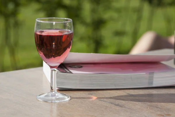Still life of wine and book — Stock Photo, Image