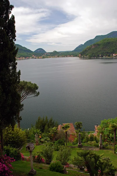 stock image Lugano Lake from Scherrer Park i Morcote