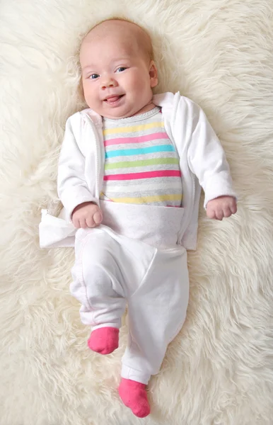 Bebé alegre (niña 1,5 meses  ) Fotos de stock libres de derechos