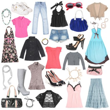 Different female clothes, shoes and accessories. #2 clipart