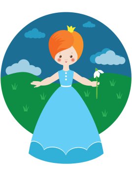 Little princess with snowdrop clipart