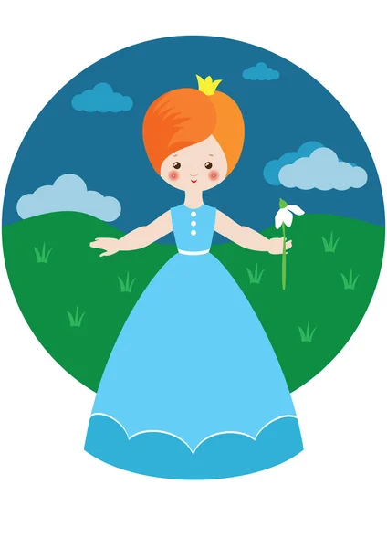 Little princess with snowdrop — Stock Vector