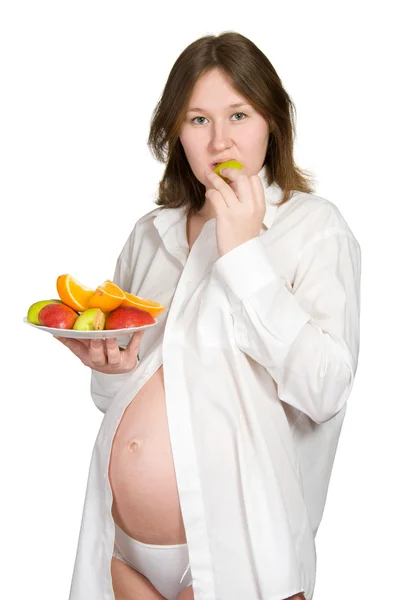 Διατροφή Για Την Ελκυστική Νεαρή Έγκυο Γυναίκα — Φωτογραφία Αρχείου