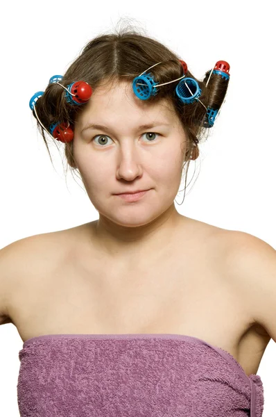 Portrait Doing Hairstyle Woman — Stock Photo, Image