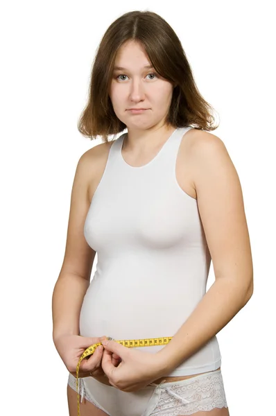 Oregnant Woman Measuring Her Belly — Stock Photo, Image