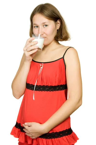 Mleko Jest Zdrowy Napój Dla Matki Oczekującej — Zdjęcie stockowe