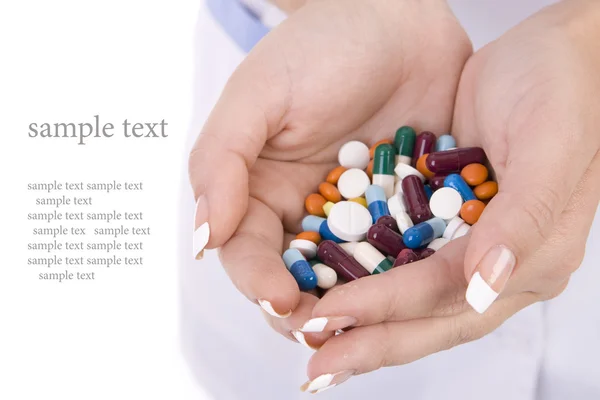Pills in hands of doctor — Stock Photo, Image