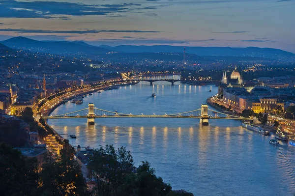 Budapest om natten - Stock-foto