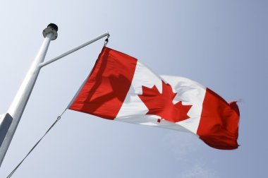 Canadian flag fluttering. On a mat boat clipart