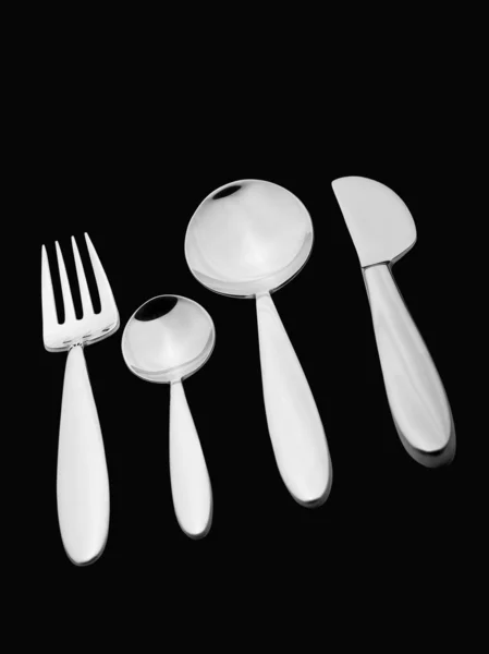 餐具与刀叉、 汤匙 （剪切路径，) — 图库照片