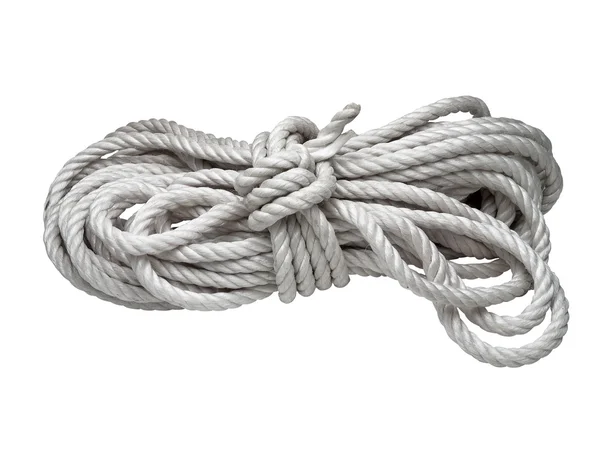 白で隔離されるロープのロール — ストック写真