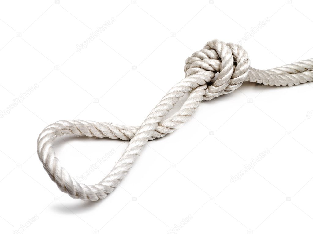 The knot in a rope.