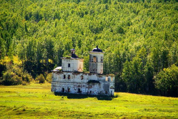 Ruins of old church. Eastern Siberia. Russia