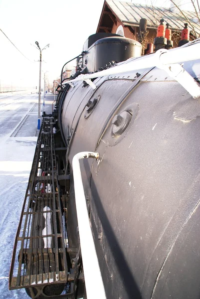 蒸気機関車。ロシア。冬. — ストック写真
