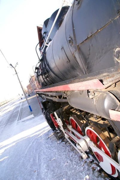 Vieja Locomotora Rusa Vapor Pie Como Monumento Siberia Oriental —  Fotos de Stock