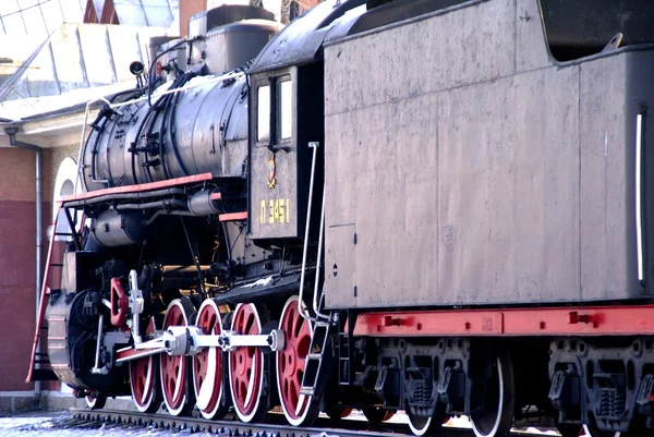 Locomotive à vapeur. La Russie. Hiver . — Photo