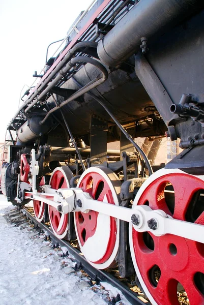 Παλιά Ρωσική Ατμού Ατμομηχανή Στέκεται Σαν Μνημείο Ανατολική Σιβηρία — Φωτογραφία Αρχείου
