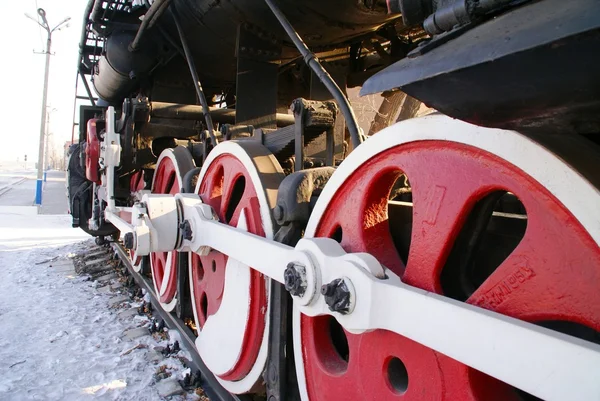 Gamla Ryska Steam Locomotive Stående Som Östra Sibirien — Stockfoto