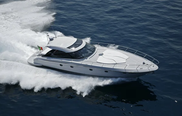 Italy, Naples, Aqua 54 'luxury yacht, aerial view — стоковое фото