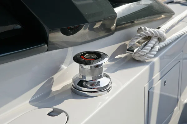 stock image Italy, Naples, Aqua 54' luxury yacht, stern winch