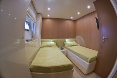 France, Cannes, luxury yacht, guests bedroom clipart