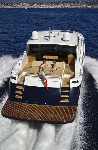 France, Cannes, luxury yacht Continental 80', aerial view — Stock Photo, Image