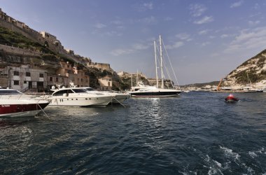 France, Corsica, Bonifacio, view of the port clipart