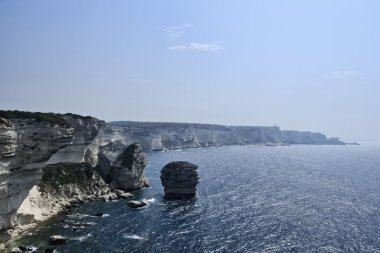 Fransa, Korsika, bonifacio kayalık sahil şeridi, tirrenian deniz