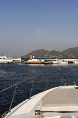 Fransa, Korsika, porto vecchio, liman ve giriş lighthous