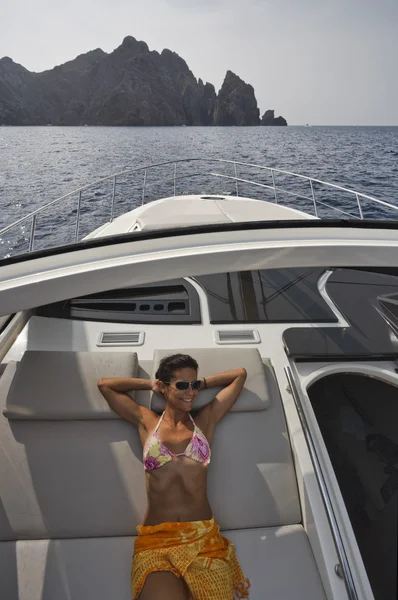 France, Corse, yacht de luxe, Azimut Atlantis 50, dinette — Photo