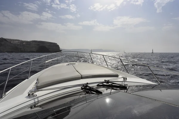 France, Corsica, Bonifacio coast, luxury yacht — Stock Photo, Image