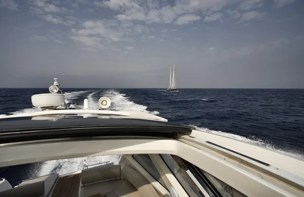 France, Corsica, Girolata Marine National Park, a ketch sailing boat seen f — Stock Photo, Image