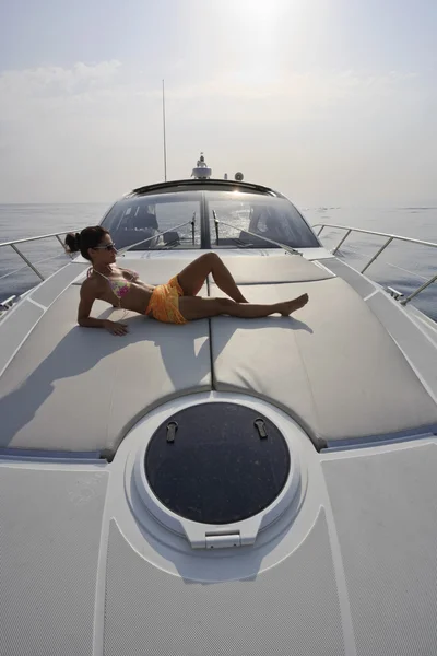 France, Corsica, Girolata Marine National Park, luxury yacht — Stock Photo, Image