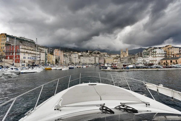 France, Corsica, Bastia, view of the port and the town — Stock Photo, Image