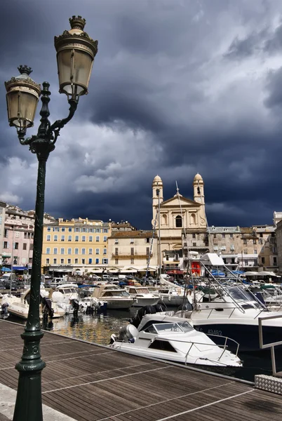 Frankrike, Korsika bastia, utsikt över hamnen och staden — Stockfoto