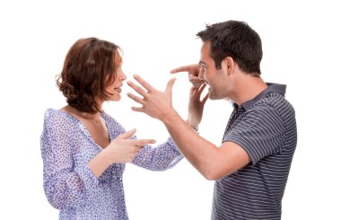Angry couple yelling at each other clipart