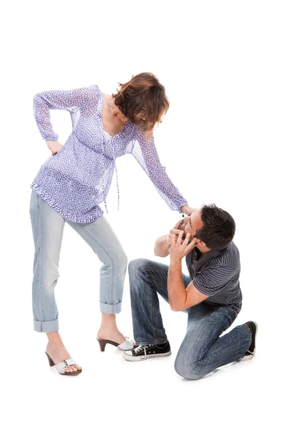 Casal irritado gritando uns com os outros — Fotografia de Stock