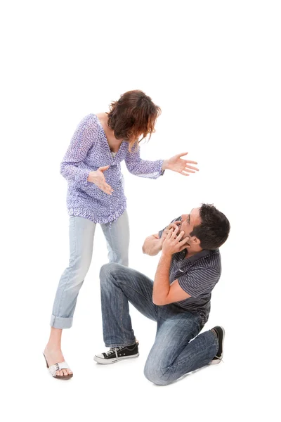 stock image Angry couple yelling at each other