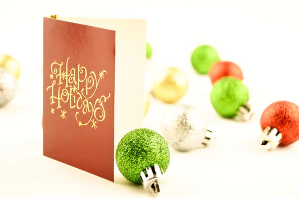 크리스마스 카드와 공 — 스톡 사진